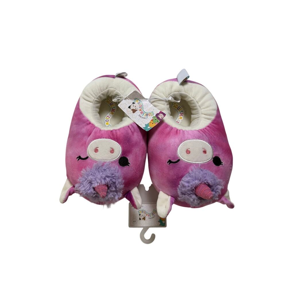 Squishmallows Purple Unicorn Plush Kids Slippers Size L 2 to 3